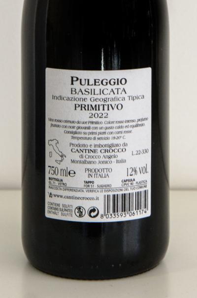 Puleggio Rosso - Vino Rosso Primitivo Basilicata IGT
