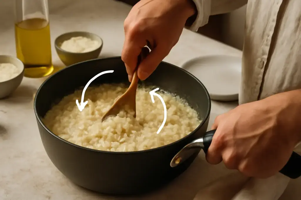 Come si mescola correttamente il risotto: la tecnica che mantiene la cremosità