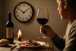 Polifenoli nel vino rosso a cena: l’orario che cambia l’assorbimento effettivo