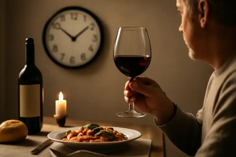 Polifenoli nel vino rosso a cena: l’orario che cambia l’assorbimento effettivo